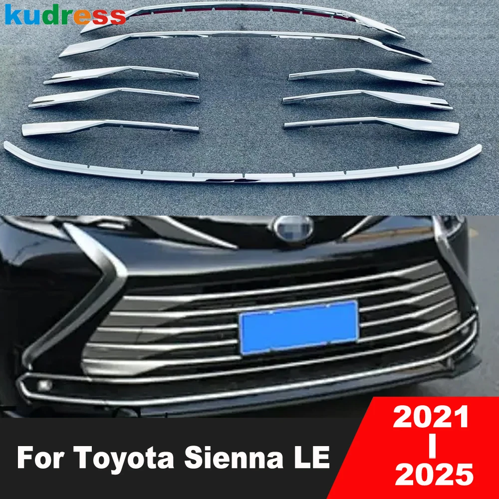 

For Toyota Sienna LE 2021 2022 2023 2024 2025 Chrome Car Front Bumper Grill Grille Cover Trim Racing Molding Strips Accessories
