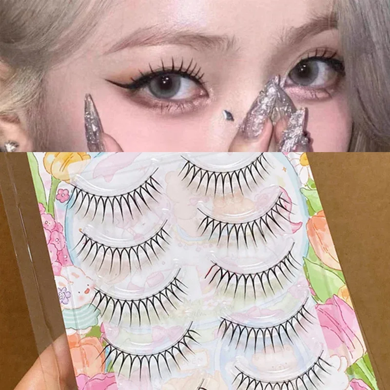5 paar valse wimpers lange wimperverlenging dagelijkse oogmake-up benodigdheden cross curling lash cluster synthetische vezels nepwimpers