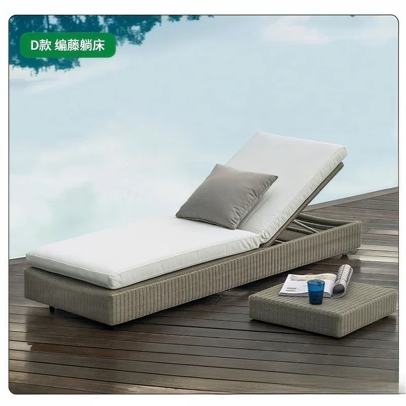 Outdoor bed courtyard villa teak swimming pool deck chair open-air waterproof and sun protection B & B