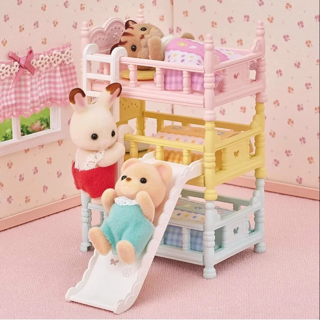 Sylvanian Families Anime Figures Dessert Party Bedroom Set Toy Shiba Inu Bulldog Folding Cat Labrador Family Girl Christmas Gift