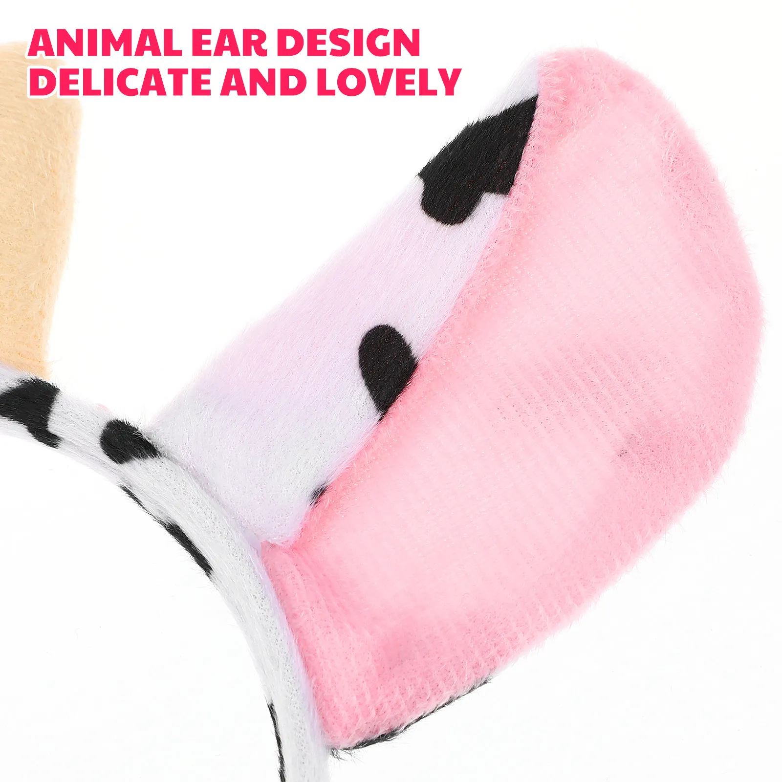 5Pcs Cow Pattern Headband with Ears Horns Farm Animal Costume Hair Hoop for Adults Kids Birthday Halloween Carnival Dress Up