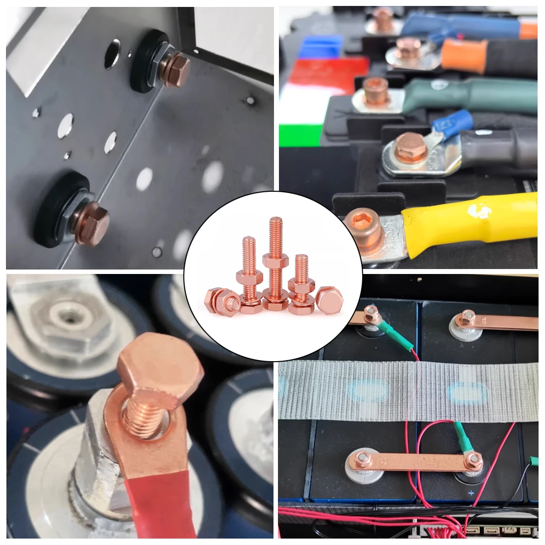 M3~M20 Pure Copper Outer Hexagon Screw Set Conductive Red Copper Copper Conductivity Bolt Double Head Electrolytic Copper Bolt