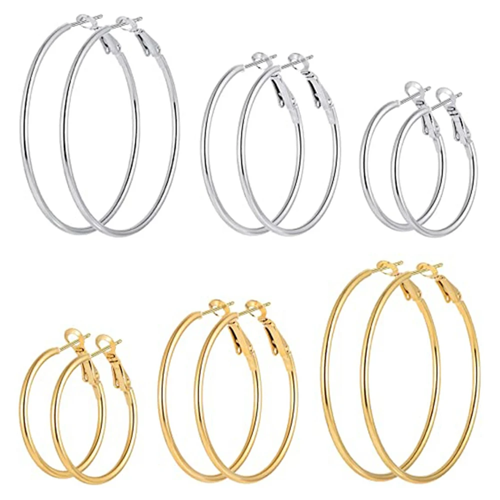 Smooth Open 30-70MM IP Plated Hoop Earrings No Easy Fade Allergy Free Ears Jewelry Accessories