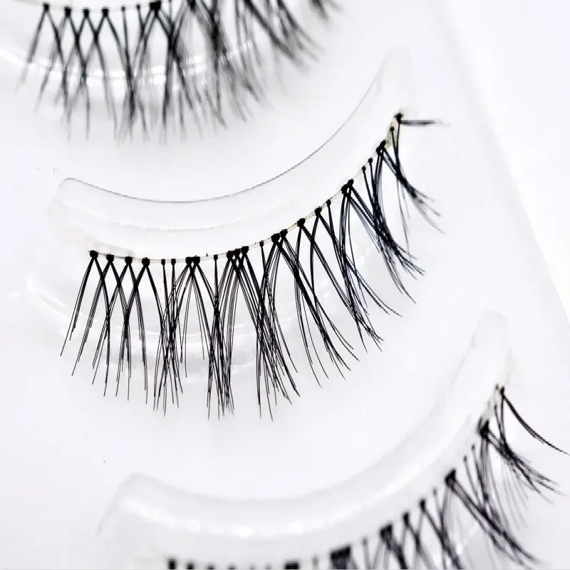 5 ペアつけまつげセットナチュラル Effecr 繊維まつげリアルファイバーショートクロス偽まつげメイクアップまつげエクステンション