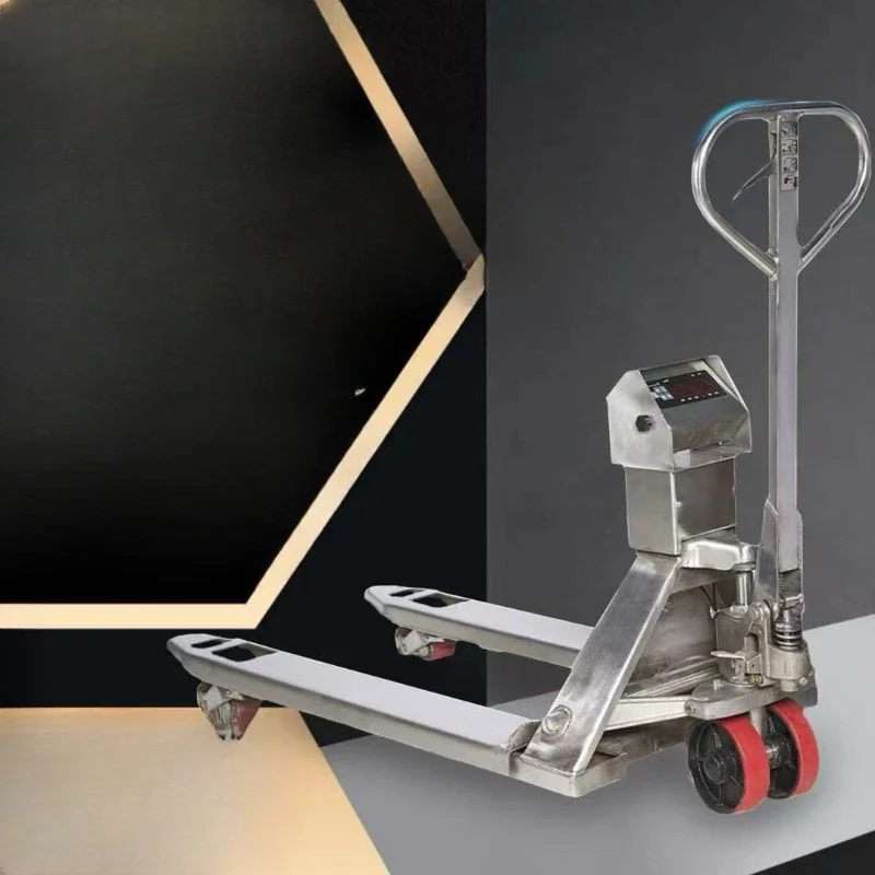 Stainless steel electronic scale truck 304 with scale forklift, stainless steel ground cow hydraulic forklift 2 tons 3 tons
