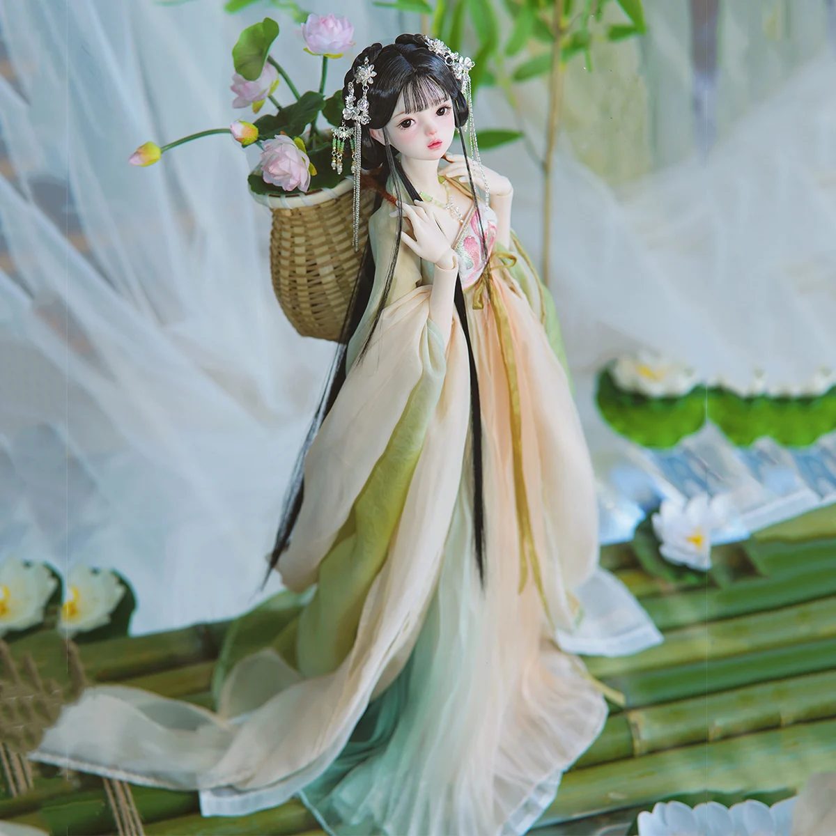 1/4 1/3 Scale BJD Ancient Costume Clothes Chinese Hanfu Long Robe Fairy Dress For BJD/SD MSD SD13 Big Girl Doll Accessories 1911