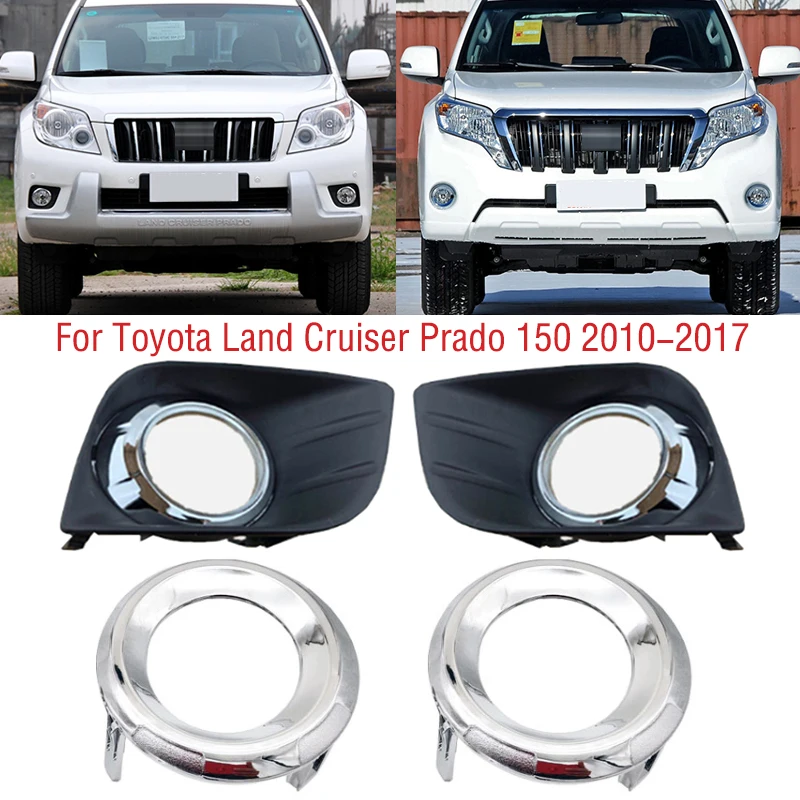 

For Toyota Land Cruiser Prado FJ150 LC150 2010-2017 Front Bumper Fog Light Lamp Trim Frame Cover Cap Hood Lid Bezel Chrome