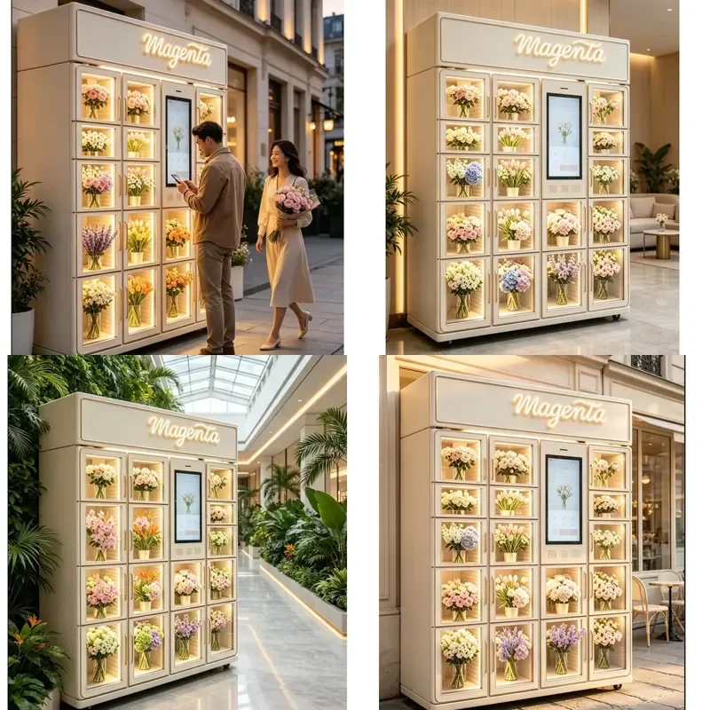 Multi-grid Flower Vending Machine Refrigerated Floral Locker Self-service Bouquet Vending Kiosk for Florist Startup High-end