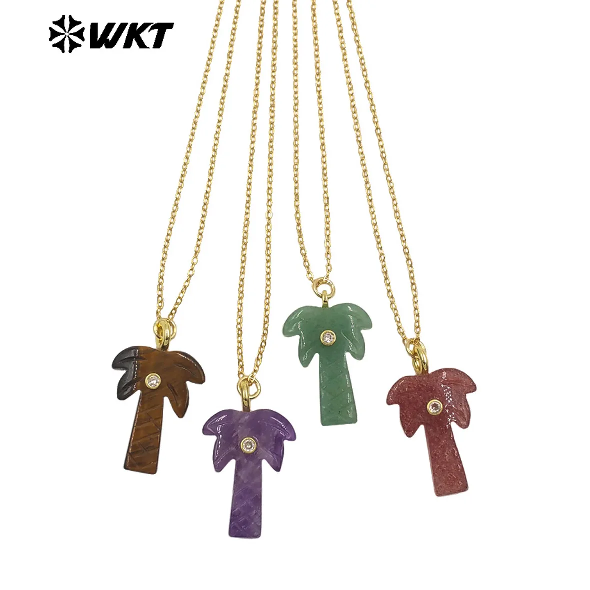 WT-N1534 Vivid And Adorable Coconut Shape Texture Gemstone Fine Chain Necklace For Friends Special Gifts Accessory