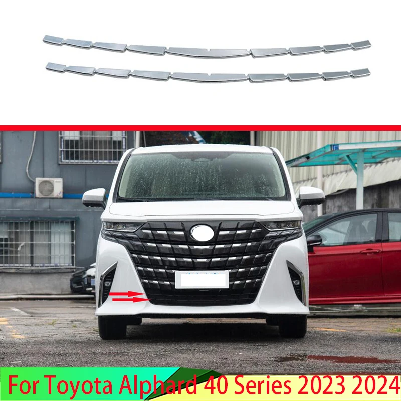 For Toyota Alphard 40 Series 2023 2024 ABS Chrome Front Grille Accent Cover Lower Mesh Trim Molding Styling Bezel Garnish