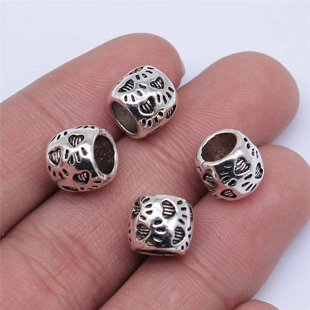 

Wholesale 100pcs/bag 10x8mm Antique Silver Color Big Hole Paw Spacer Beads For Jewelry Making DIY Jewelry Findings