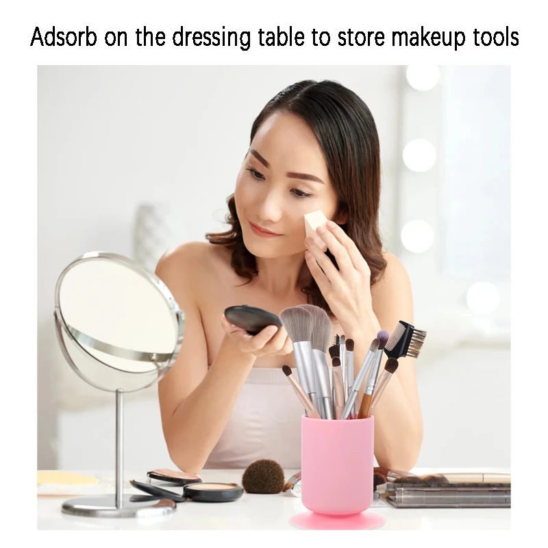 1 قطعة الإبداعية سيليكون جولة شفط كأس حامل قلم تخزين القرطاسية وأدوات ماكياج امتزاز قوي ليس من السهل الوجه