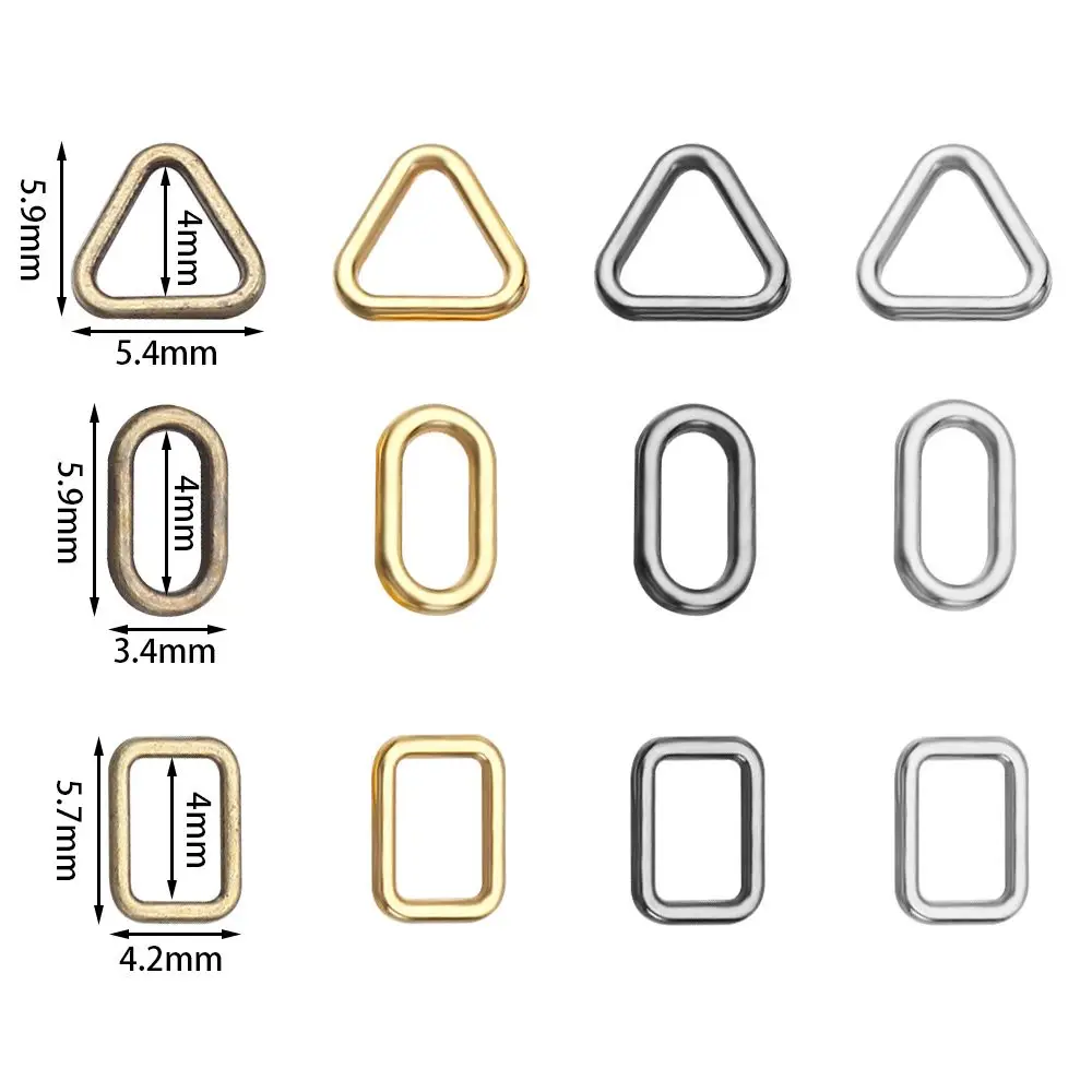 20pcs 4mm Accessories Tri-glide Square/Triangle Buttons Luggage Hardware Doll Bag Buckle Diy Dolls Bag
