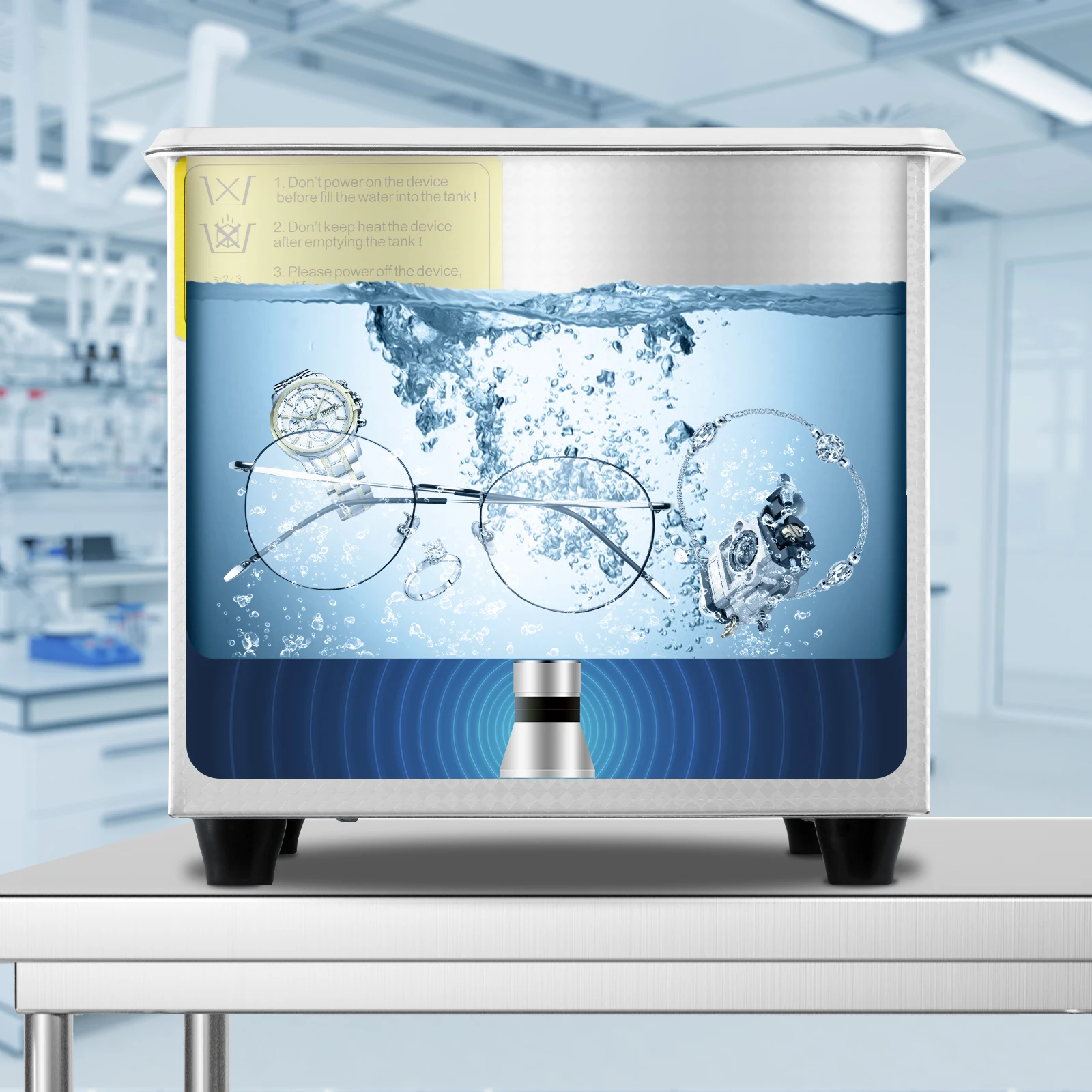 SucceBuy 1.3L Limpador ultrassônico Lave-Plates Máquina de lavar portátil com temporizador digital Ultrassom Casa Jóias Aparelhos limpos