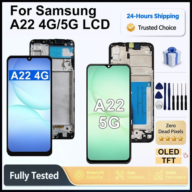 OLED Screen For Samsung Galaxy A22 4G Display SM-A225F LCD Touch Screen IPS For Samsung A22 5G LCD Digitizer Replacement Parts