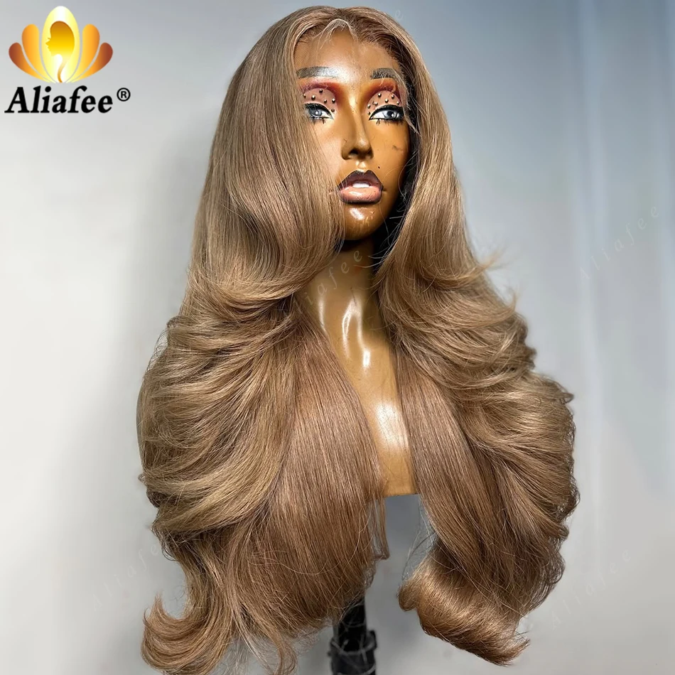 Milk Tea Color 180% Density 13X6 Body Wave Human Hair Lace Frontal Wig Transparent 13X4 Pre Plucked Sand Blonde Wig Human Hair