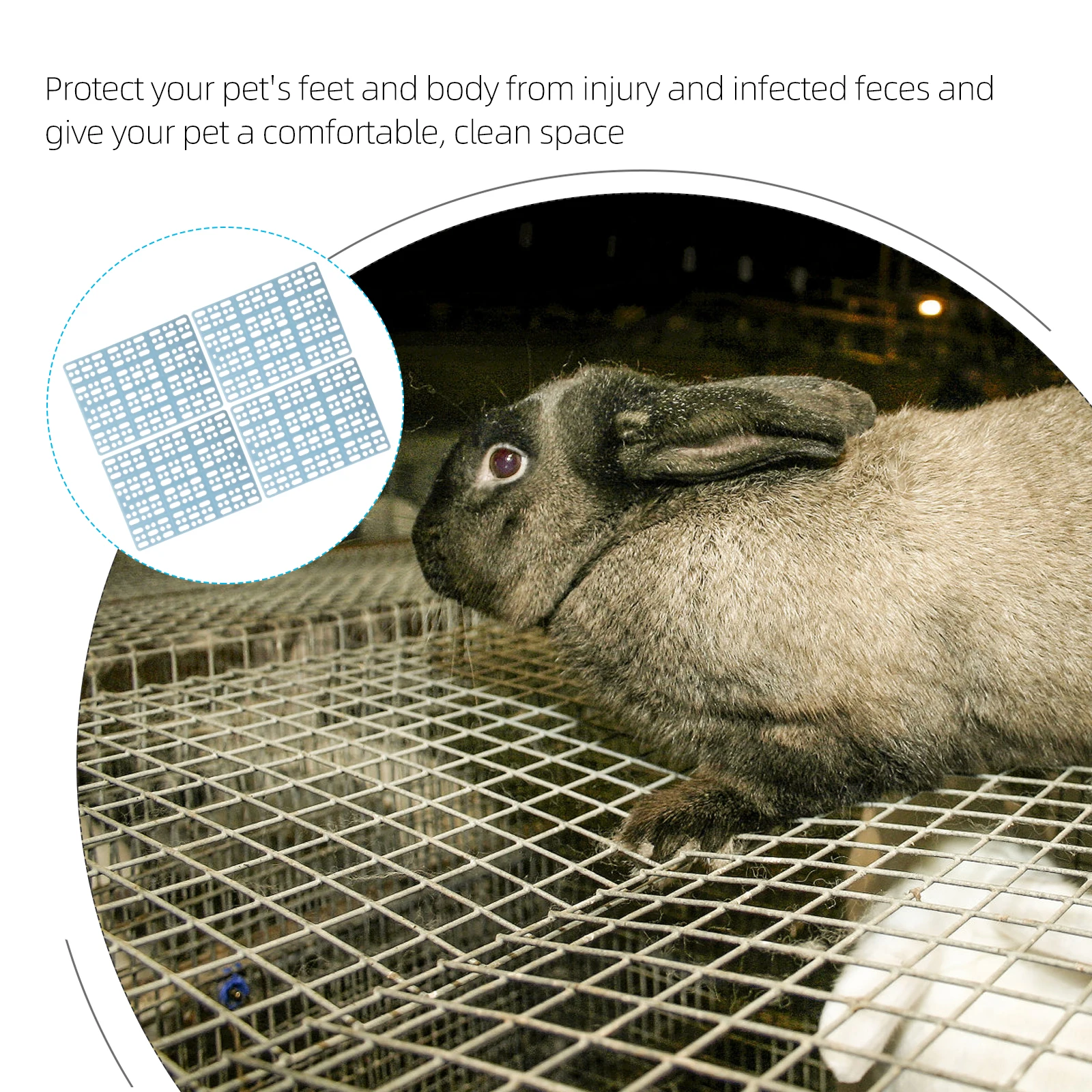 

4Pcs Pads Safe Plastic Bunny Cage Mats Hollow Design Urine Feces Flow Pads Rabbit Cage Mat