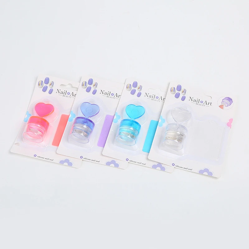 ハート型ネイルスタンパー スクレーパー付き ゼリーシリコンヘッドスタンプ フレンチネイル印刷用 ネイルアートスタンピングプレート マニキュア