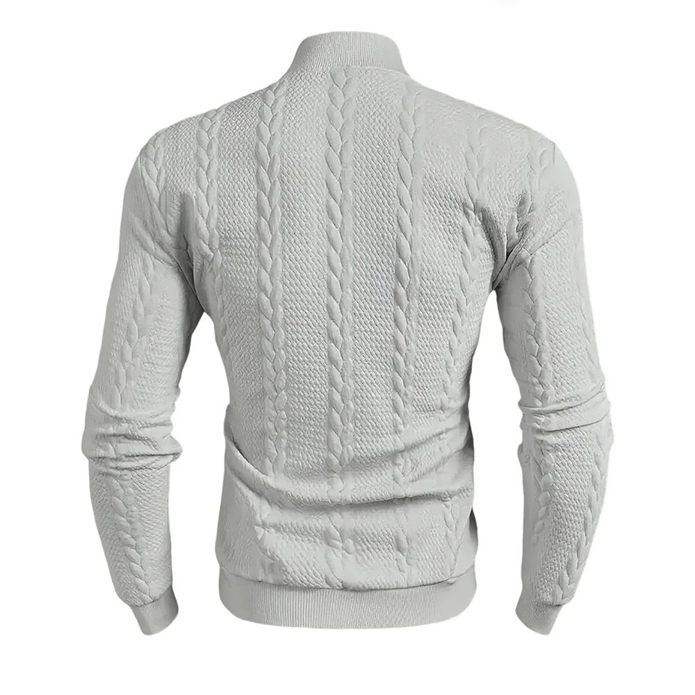 Männer Gestrickte Hohe Kragen Pullover Casual Vintage Twist Strickwaren Pullover Tops Winter Einfarbig Slim Fit Wärme Pullover Tops – Detail 4