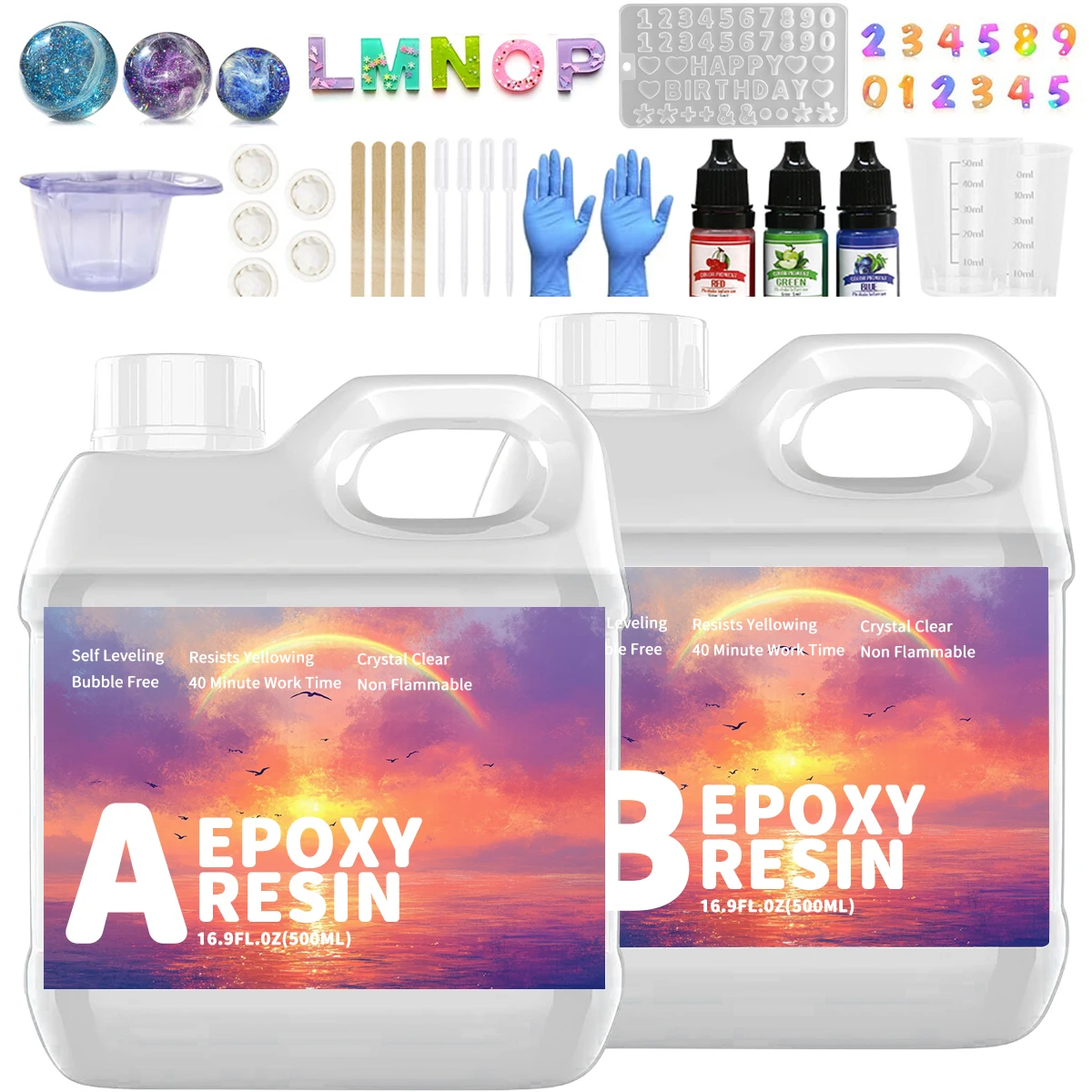 

500ml 1:1AB Epoxy Resin Gule Fast Curing High Clear Hardness Resin AB Adhesive For DIY Earring Pendant Jewelry Craft Making