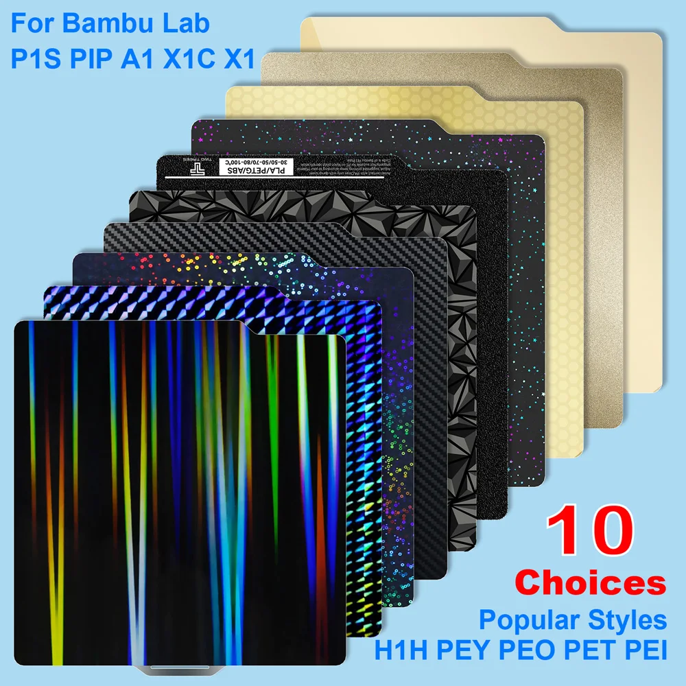 For Bambu Lab Build Plate Bambulab P1s A1 Textured Pei Sheet Pey Peo H1H 257x257 Build Plate Bambu Labs X1C P1P Upgrades