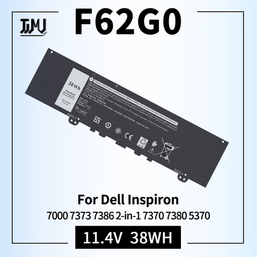 Batería F62G0 para Dell Inspiron 13, 7000, 7373, 7386, 2 en 1, 7370, 7380, P83G, P83G002, P91G001, P87G001, Vostro 13, 5370, serie 39DY5