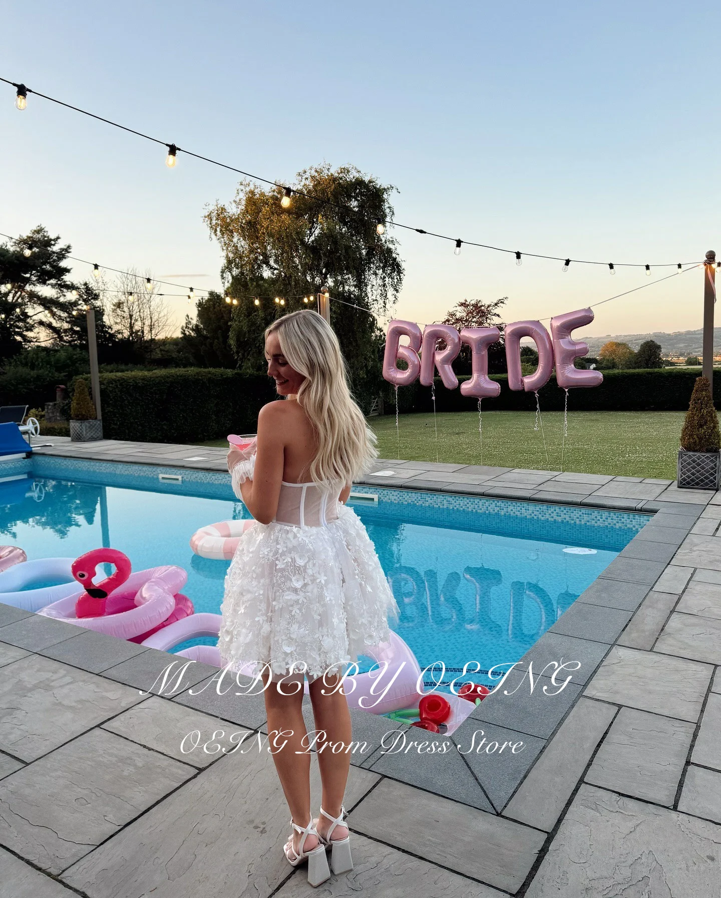 OEING Sexy Short A-Line Bride Dresses Sweetheart Lace Appliques Wedding Dresses Beach Mini Club Party Dresses Vestidos De Gala