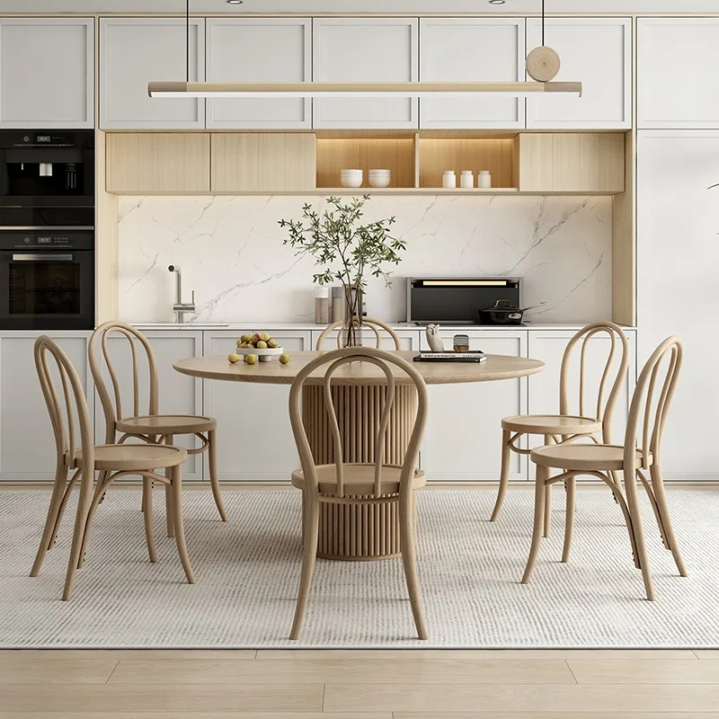 

Nordic Solid Wood Round Table, Home Designer Coffee Table, Wabi-Sabi Style, Light Luxury, Simple Modern, Creative Round Dining T