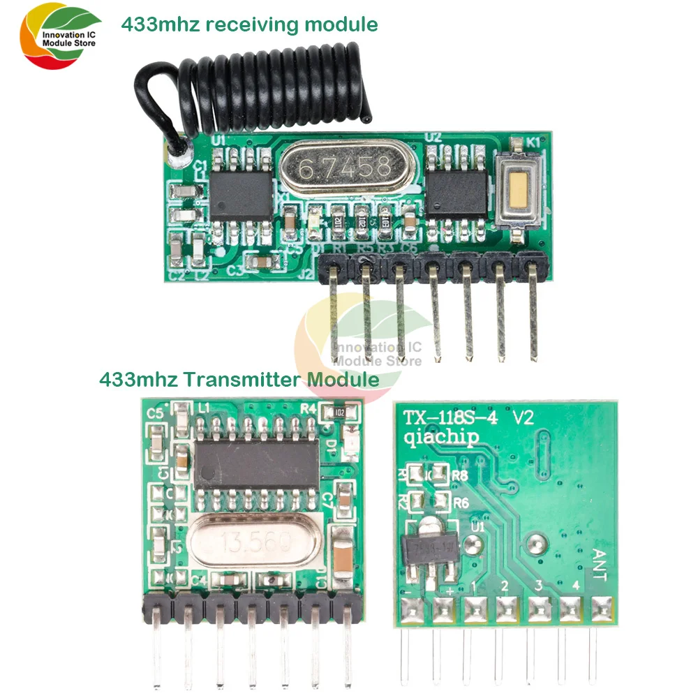 4 Channel Decode Receiver Output Module + 4 Channel 433mhz Wireless Wide Voltage Encoder Transmitter for 433 Mhz Remote Control