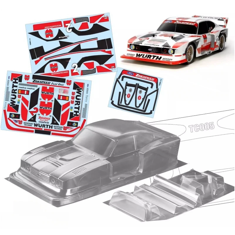 

1/10 Ford Zakspeed Capri Gr5 Clear Body Car Shell sets, 190mm width,258mm Chassis for Tamiya TT-01 TT-02 Kyosho