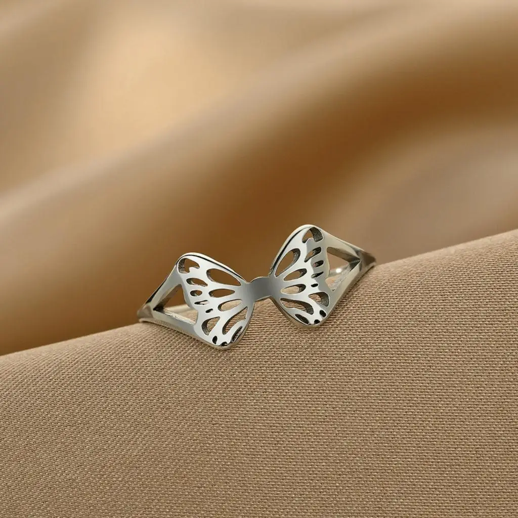 Cxwind Laser Carving Cutout Butterfly Rings Women Minimalist Ring Female Jewelry Personalized Jewelry Birthday Gift