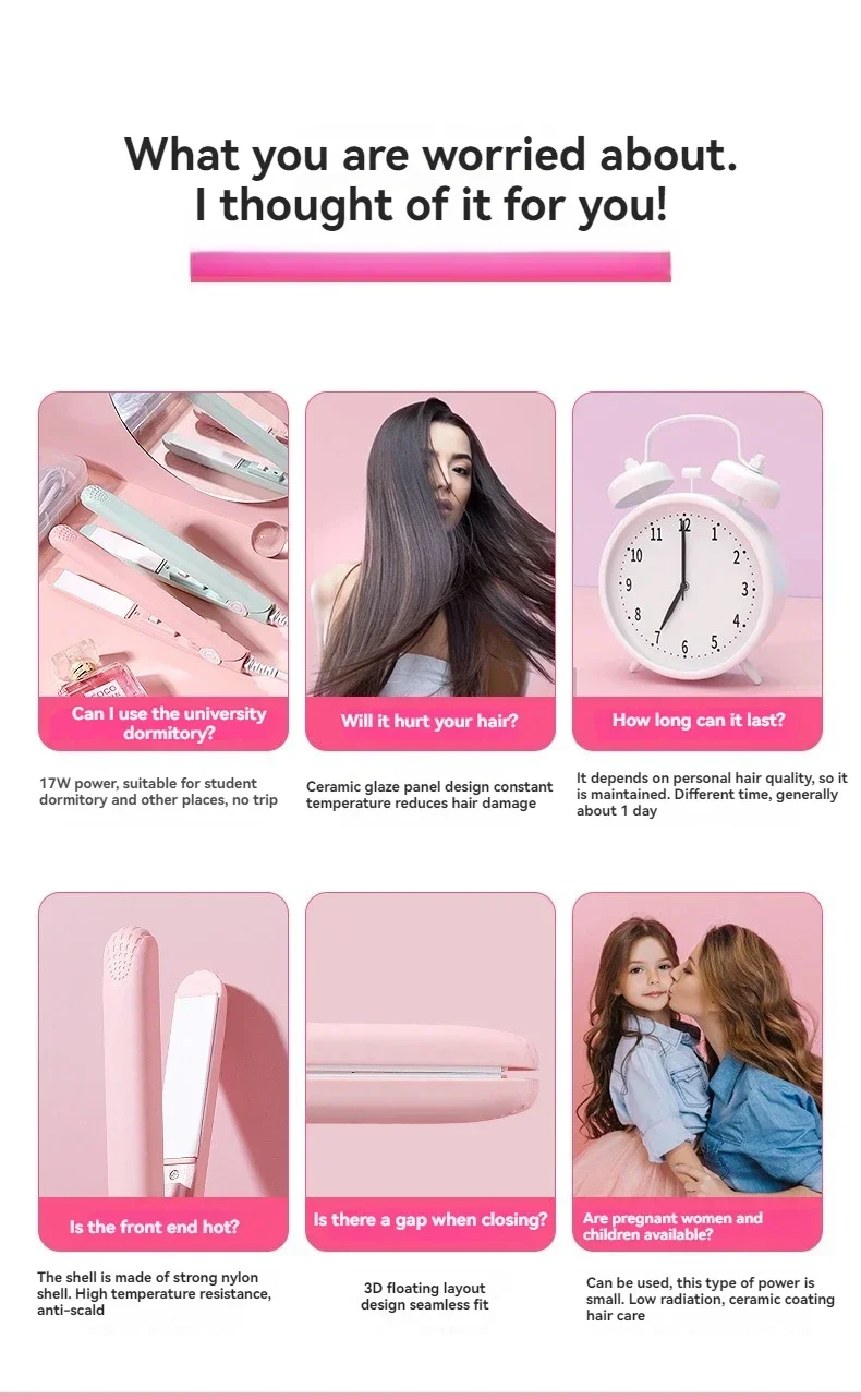 EU-Stecker Mini Schnellheizender Haarglätter 2-in-1 Glätteisen und Lockenstab für Ponyfrisuren – Detail 3