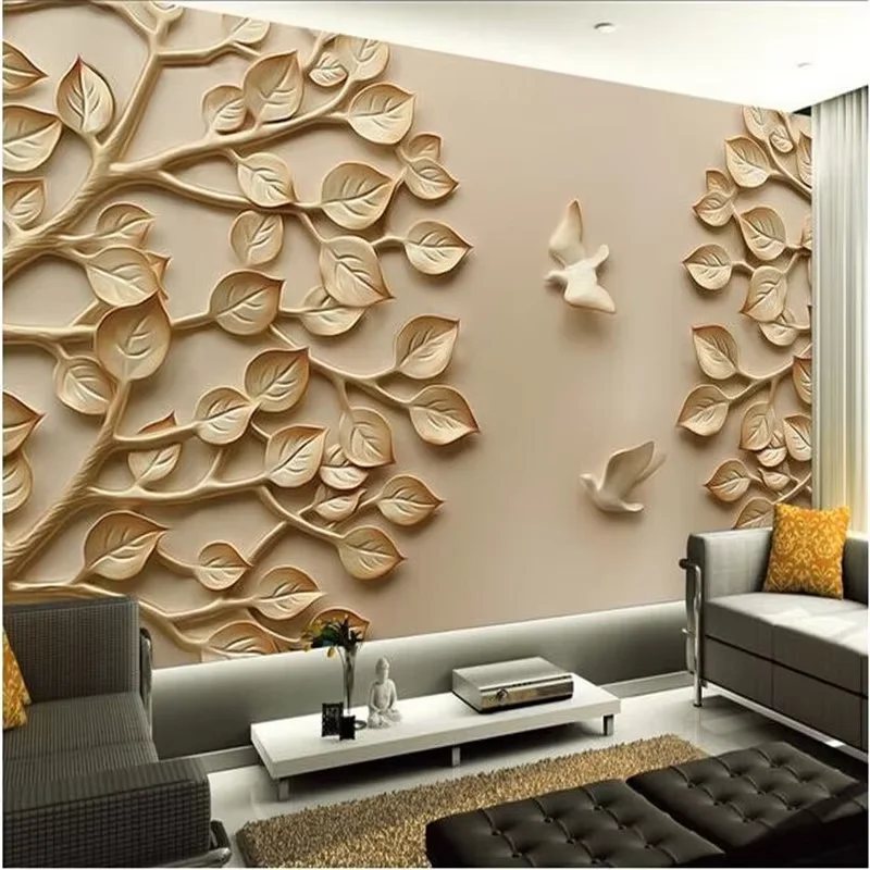 Custom 3d wallpaper mural 3D relief relief tropical rain forest toucan background wall painting papel de parede