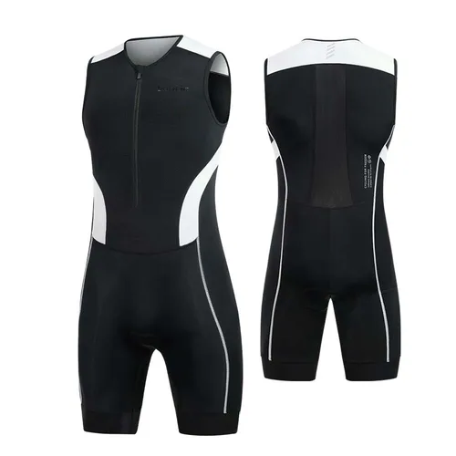 Imagen 2 del producto Santic nuevo 2025 trajes de ciclismo de triatlón para hombre sin mangas acolchado de esponja de secado rápido para correr natación triatlón KM25C03028