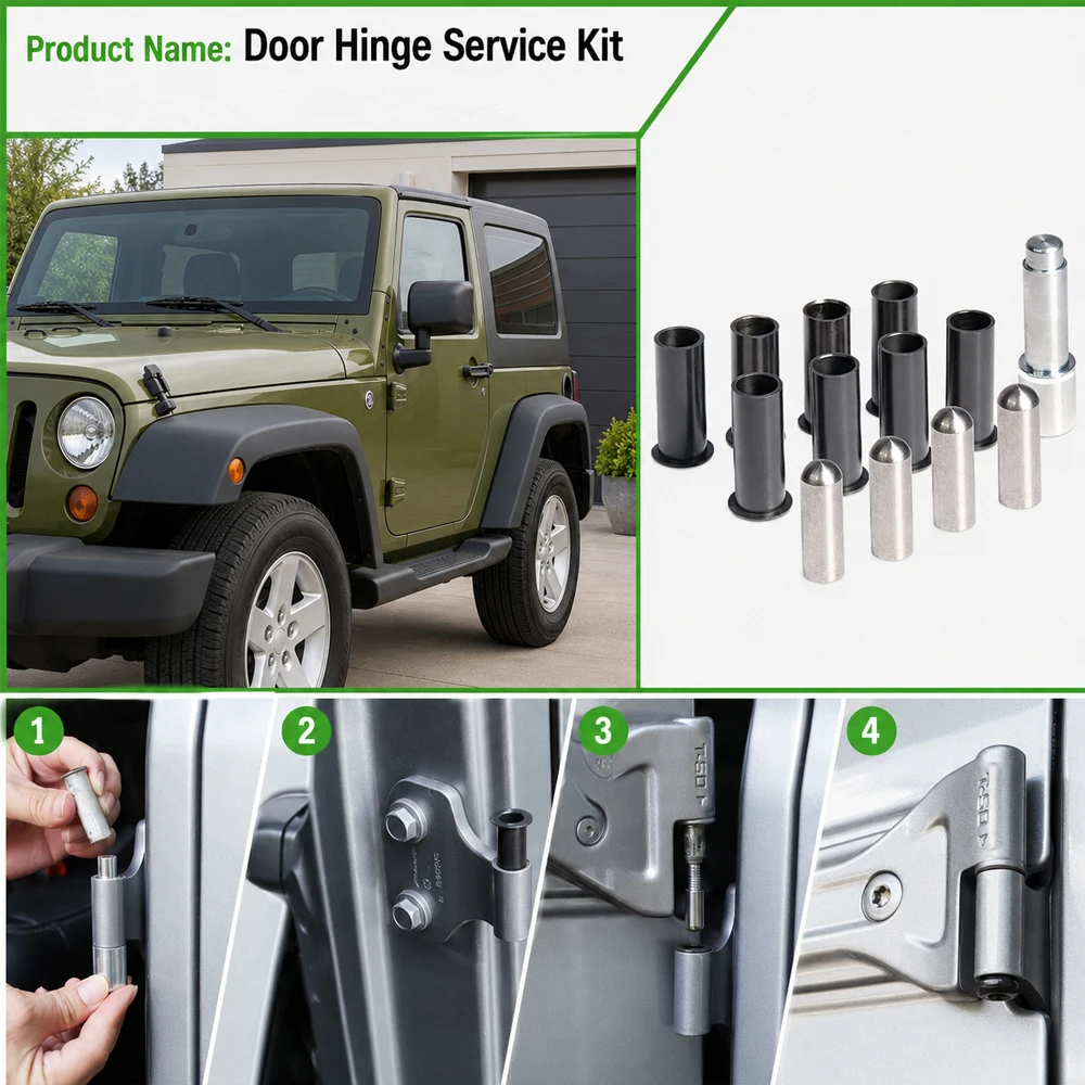 For Jeep Wrangler JK 2-Door JKU 4-Door 2007 2008 2009 2010 2011 2012 2013 2014 2015 2016 2017 2018-2020 Door Hinge Service Kit