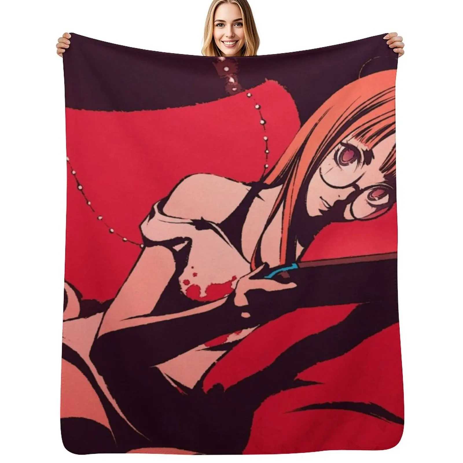 Futaba Sakura | Playing Throw Blanket Flannel Fleece Soft Warm Throw Blanket