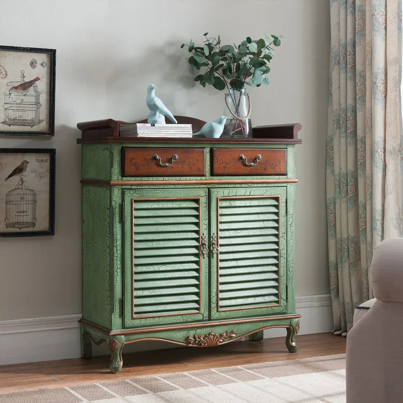 CX solid wood entry with drawers partition porch, locker small apartment retro green