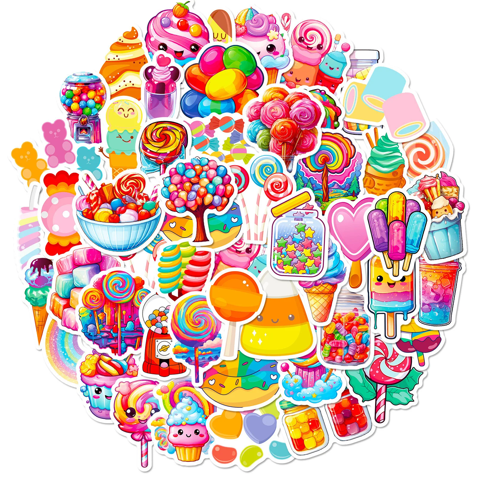 10/30/50PCS Cute Rainbow Candy Colorful Decoration Scrapbooking PVC Sticker Aesthetic Korean Stationery School Supplies for Kids image 6