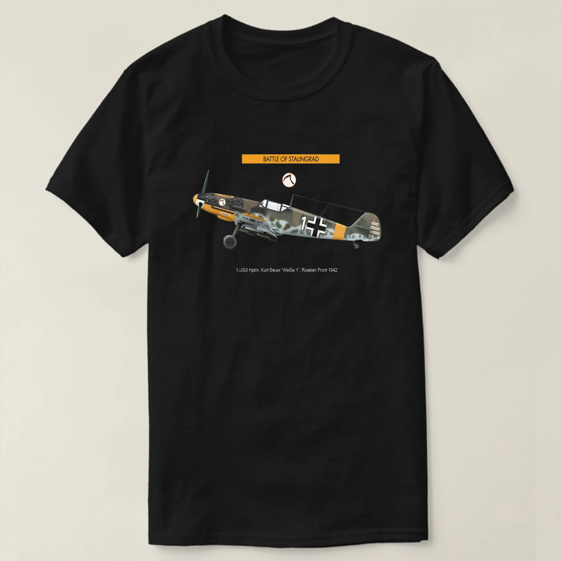 Battle of Stalingrad Luftwaffe JG8 Bf-109F-4 Fighter T-Shirt New 100% Cotton Short Sleeve O-Neck T-shirt Casual Mens Top