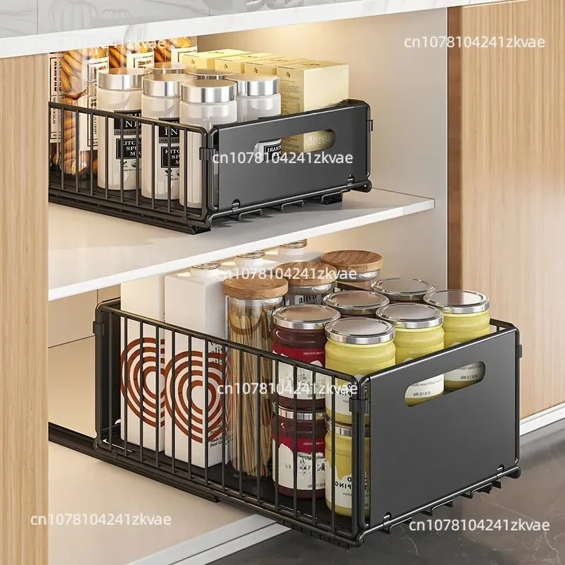 dedicated kitchen storage rack, countertop seasoning rack, multi-functional lower sink storage, pull basket with