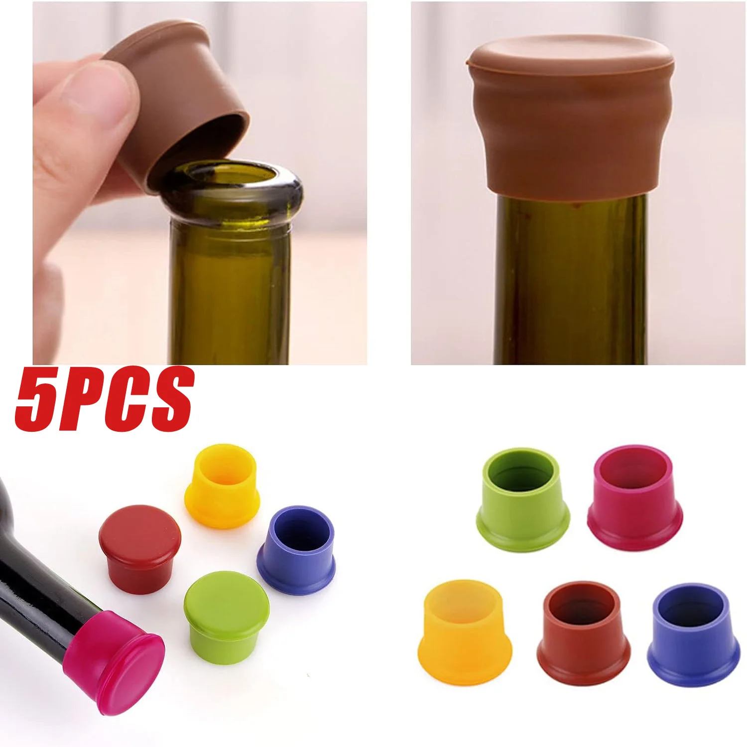 5PCS/lot Silicone Red Wine Bottle Stopper Silicone Wine Stopper Leak Free Freshness Wine Plug Beer Beverage Champagne Closures