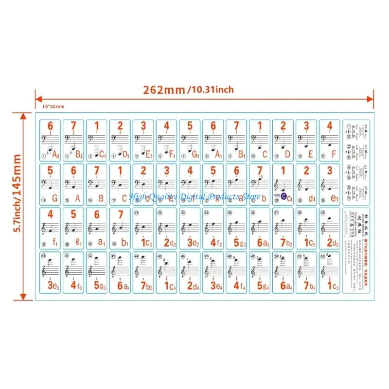 ملصقات لوحة مفاتيح u2je Clear Piano Keys Dealo Deficer for 88/61/54/49/37 مفاتيح