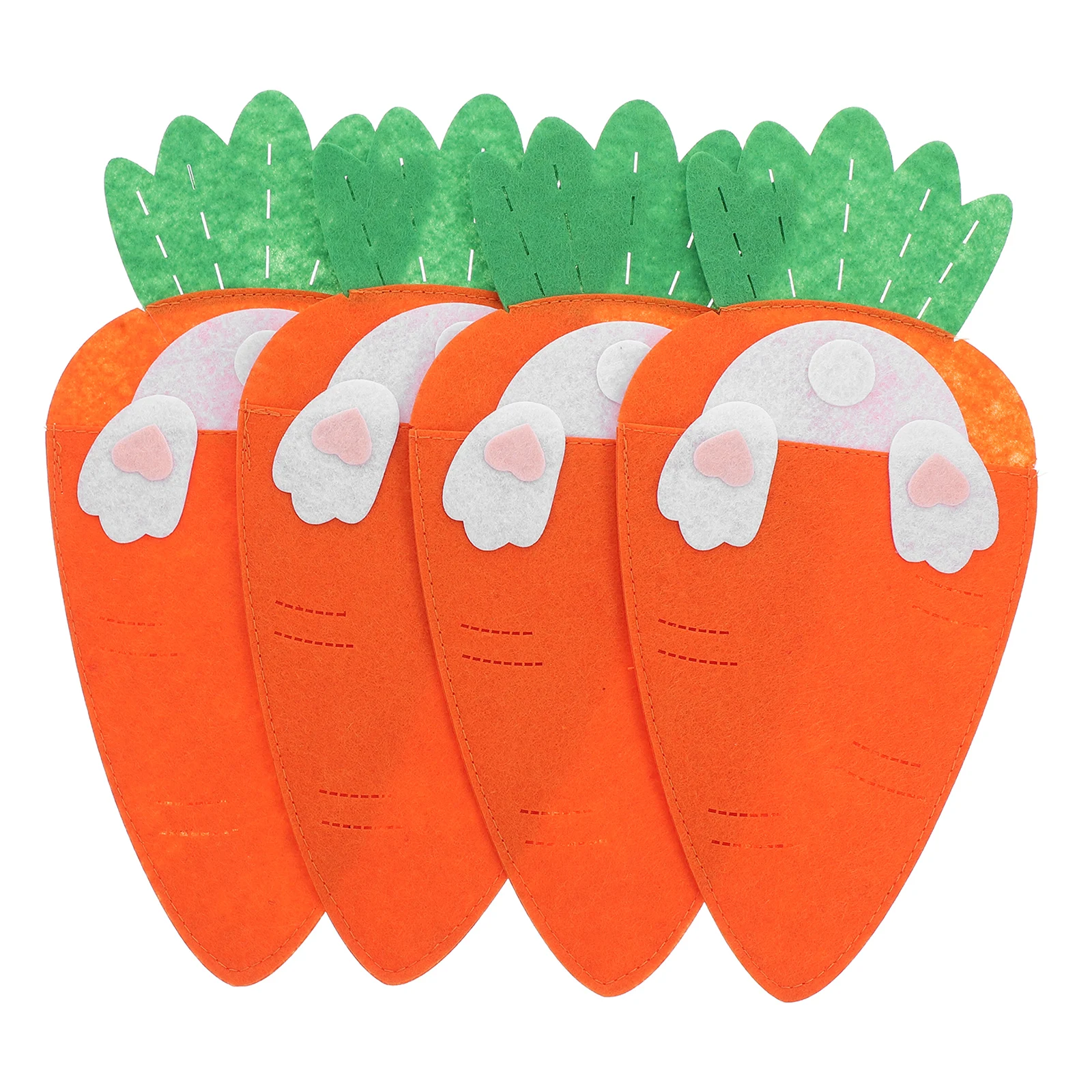 

4pcs Carrot Shaped Tableware Pouch Easter Cutlery Bag Utensils Holder For Holiday Party Decorations Storage Organizer