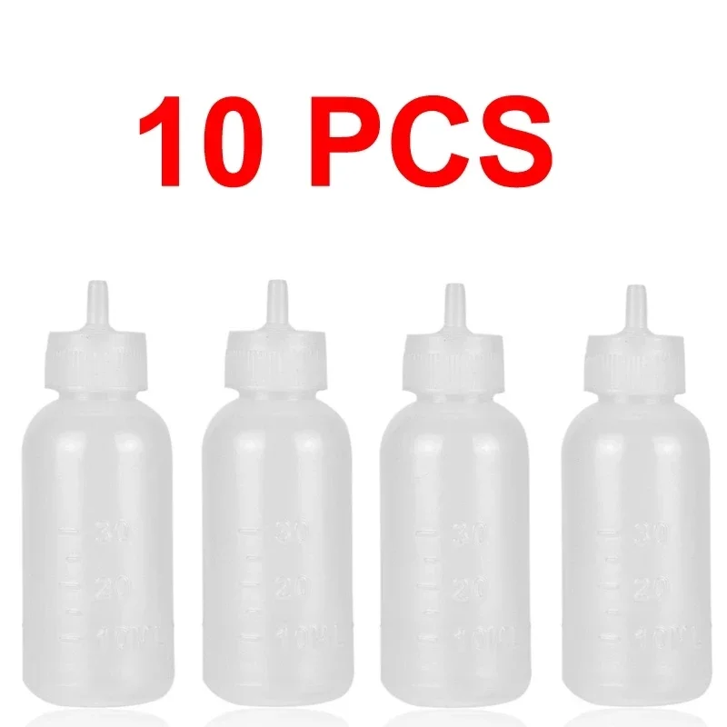 10pcs 30ml Plastic Bottle Henna Nozzle Applicator Drawing Bottle With Sealing Cap Labels Tattoo JAC Squeezable Dropper