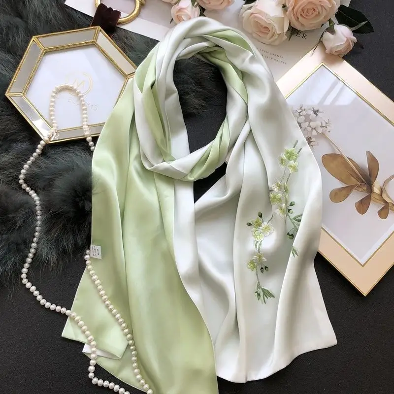 High Quality Embroidered Scarf Silk 100% Real Silk Suzhou Embroidery Teacher's Day Gift Winter for Cheongsam Shawl Women