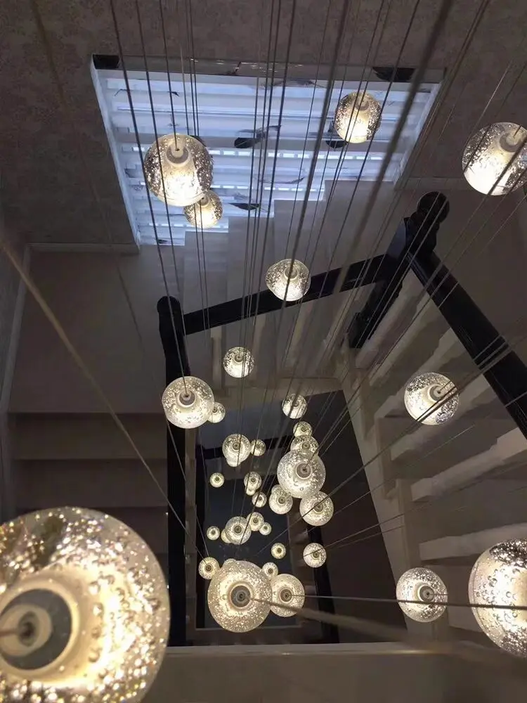 Spiral Staircase Living Room Chandeliers Crystal Ball Led Ceiling Light Lustre Chandelier Modern 2024 Decoration Bedroom Dining