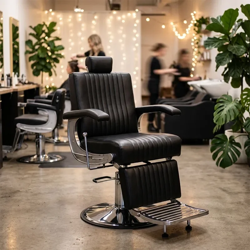 Cross-border men's haircut chair can be reclined hair salon lift shaving retro oil head large chair hair salon special hair