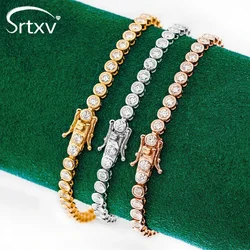 Full 2mm Moissanite Tennis Bracelet S925 Sterling Silver Round Diamond Bubble Bracelets Women Wedding Birthday Gifts Jewelry