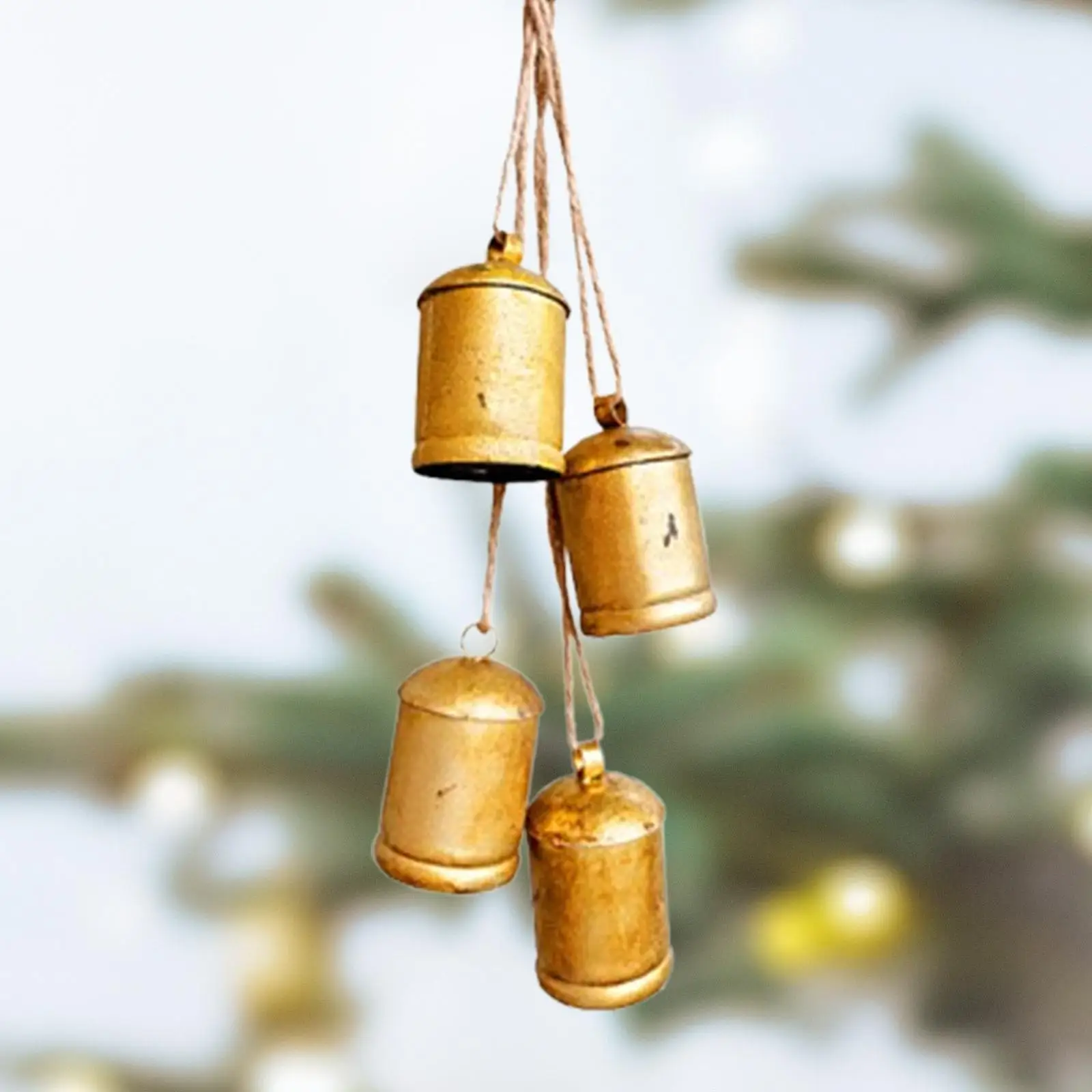 Christmas Bells Rustic Door Hanging Bell Easy to Use Christmas Decoration Cow Bells for Home Living Room Bedroom Party Farmhouse