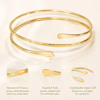 Upper Arm Cuff Bracelet for Women Minimalist Gold Plated Adjustable Open Armband Statement Party Armlet Jewelry - Image 6